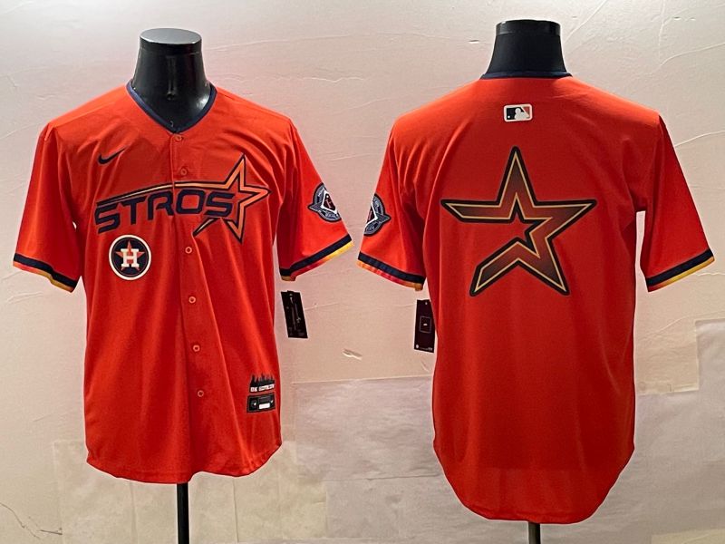 Men Houston Astros Blank Orange Three generations Joint Name 2025 Nike MLB Jersey style 9->houston astros->MLB Jersey